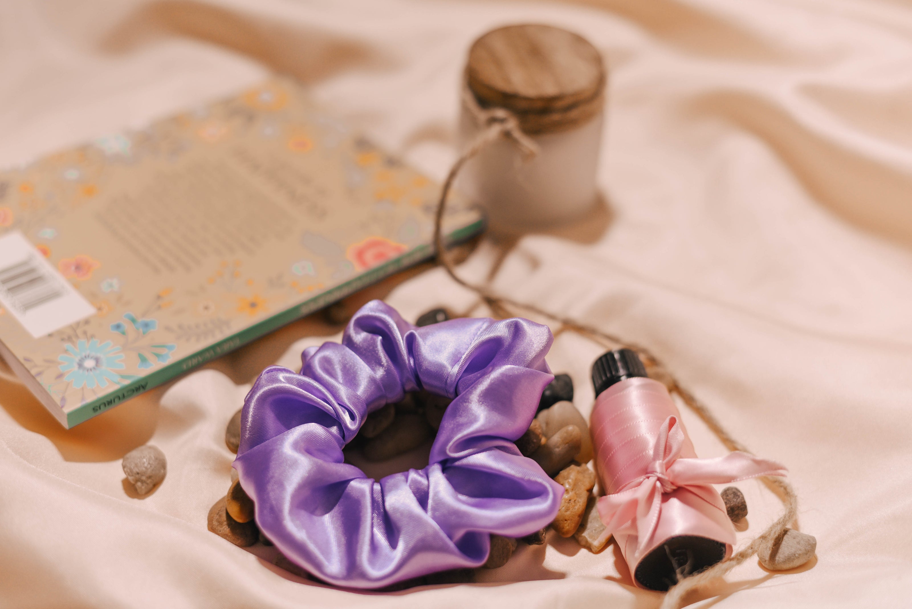 "Stylish, fragrance-infused scrunchies perfect for busy lifestyles seeking wellness."